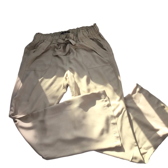 Rewash Women Tan Pockets Comfortable Rayon Drawstring Waist boot Leg Pant Size M - Picture 1 of 7